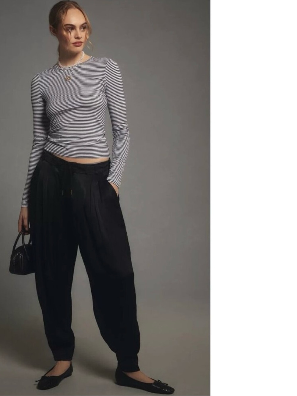 NWT By Anthropologie Silky Cuffed Barrel Pants SIZE S black